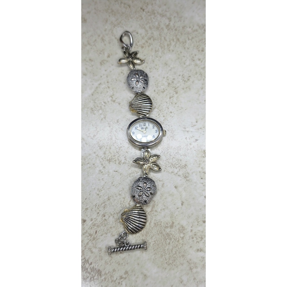 Geneva Platinum Womens Nautical Charm Bracelet Watch Shells Starfish 9060 - Picture 3 of 8